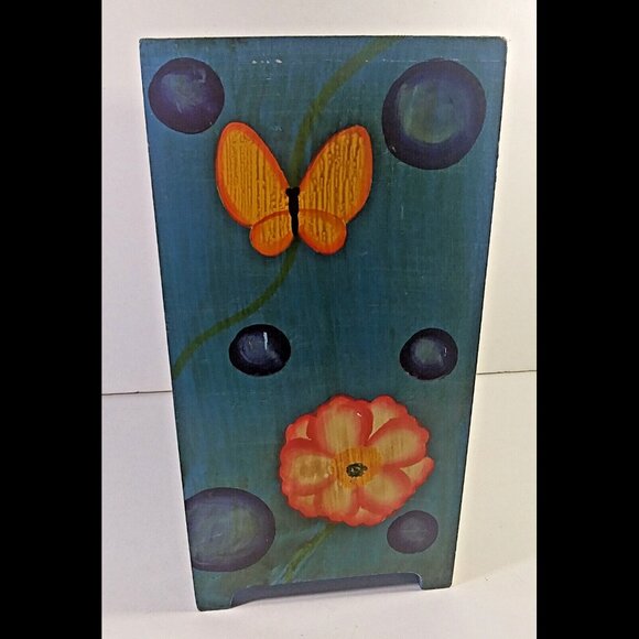 Mini Jewelry Armoire Box Vintage Floral 11x8x6in Wood Butterfly Stripe Sunflower - Picture 4 of 7
